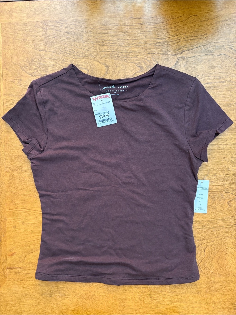 Pink Rose Short Sleeve Tee in Deep Plum